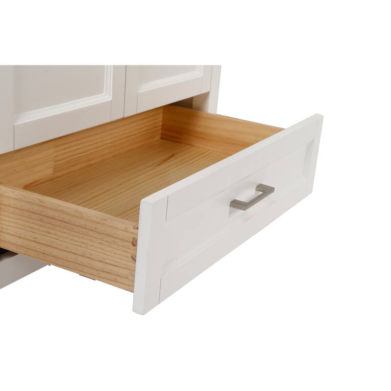 30" Bathroom Vanity with Sink Combo, Fully Assembled Bathroom Sink Cabinet with Marble Countertop, White