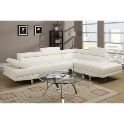 Faux Leather Adjustable Headrest Chaise and Left Facing Sofa