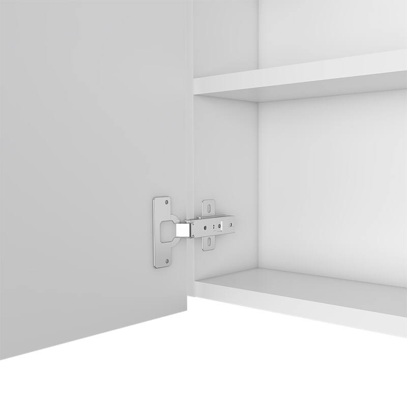 Medicine Cabinet with Mirror, Single Door, Two External Shelves, Wengue Finish, Three Internal Shelves, 13.7" W x 18" H