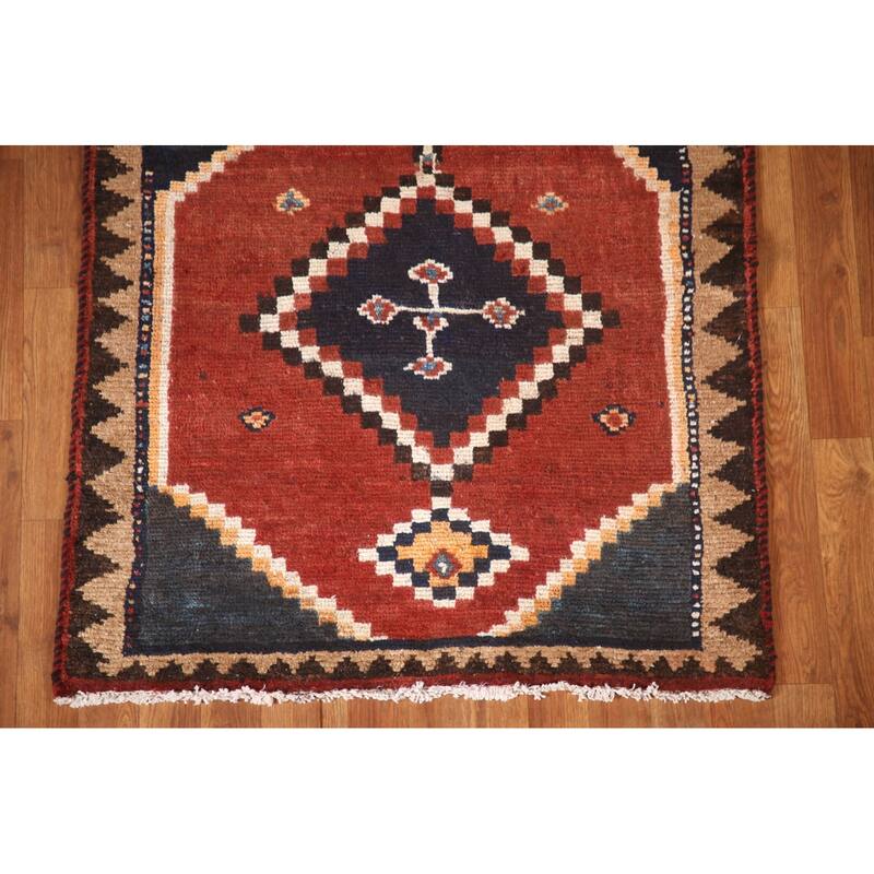 Orange Qashqai Persian Vintage Area Rug Handmade Wool Carpet - 3'3"x 6'1"