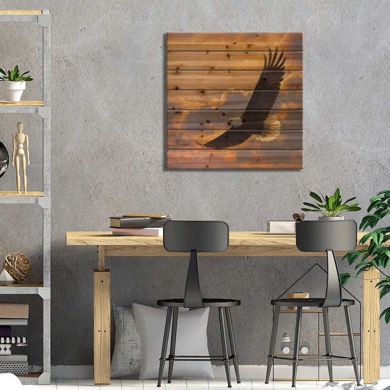 Soaring Spirit - Bald Eagle, Square Print On Wood by Collin Bogle - Multi-Color