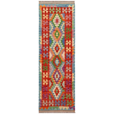 Turkish Boh Chic Aleah Hand-Woven Kilim Runner - 2'9'' x 6'5'' - 2'9'' x 6'5''