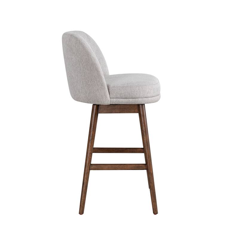 Sadie Modern Swivel Bar Stool, Upholstered Counter Height Chair with Solid Wood Frame