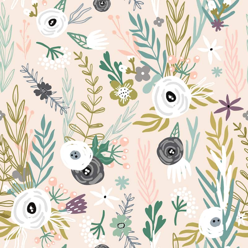 Exotic Floral Removable Wallpaper - 10'ft H x 24''inch W - 10'ft H x 24''inch W - Green