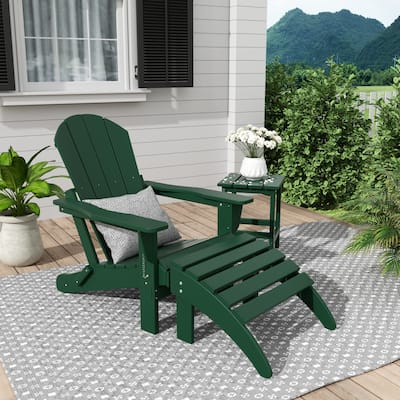 POLYTRENDS Laguna All Weather Poly Outdoor Patio Adirondack Chair Set - with Ottoman and Side Table (3-Piece)