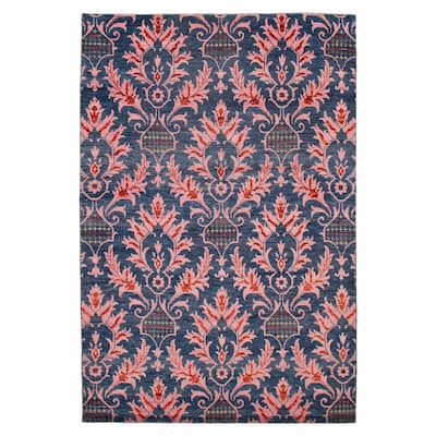 ECARPETGALLERY Hand-knotted Mystique Navy Wool Rug - 6' 6" x 9' 8"