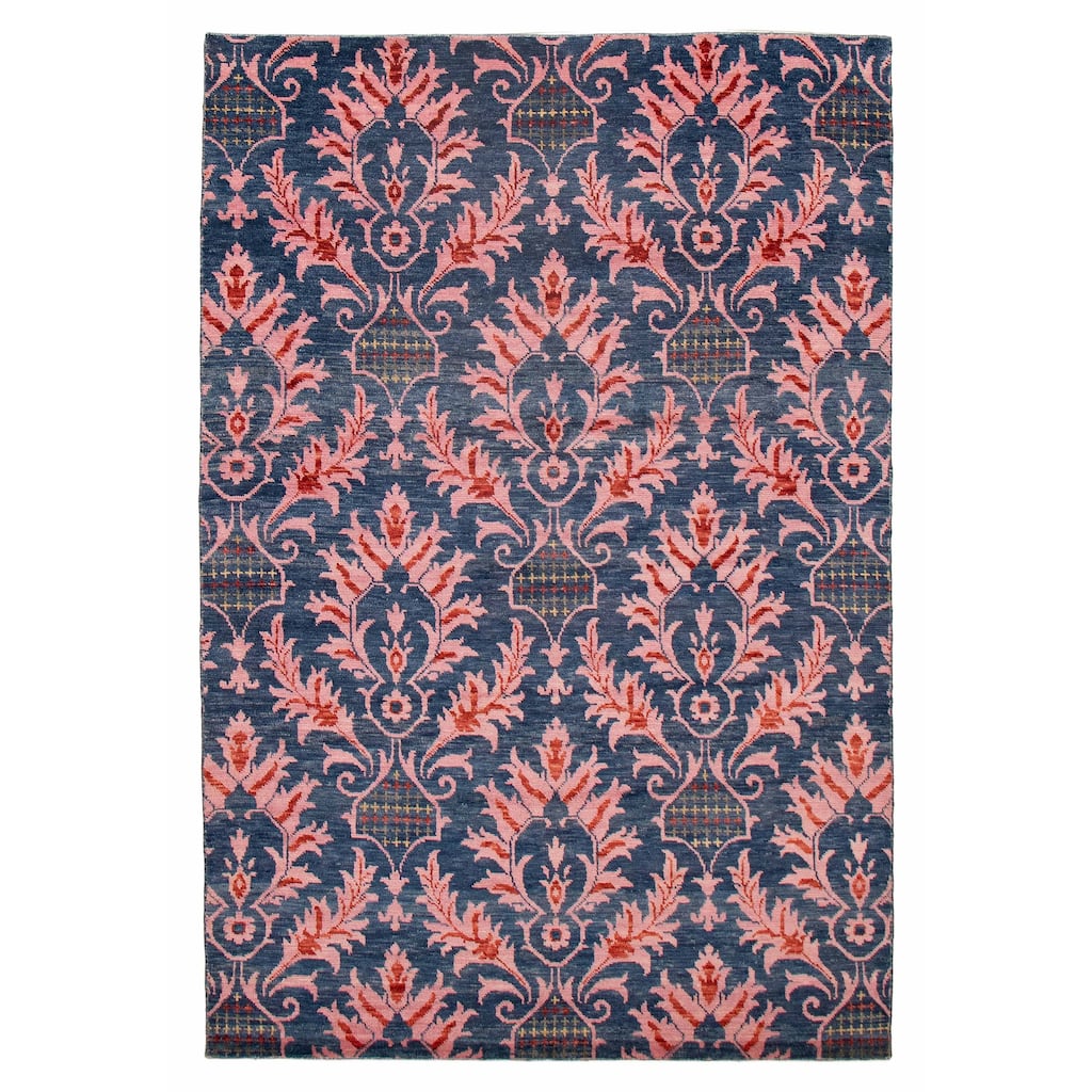 ECARPETGALLERY Hand-knotted Mystique Navy Wool Rug - 6' 6" x 9' 8"