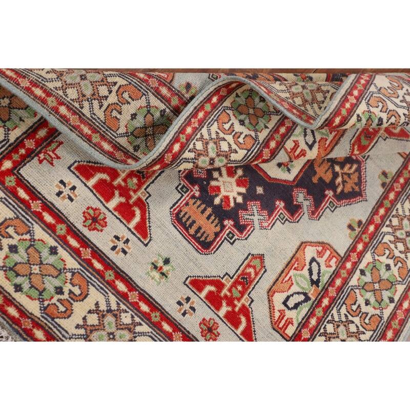 Kazak Oriental Foyer Rug Handmade Wool Carpet - 3'5" x 4'10"