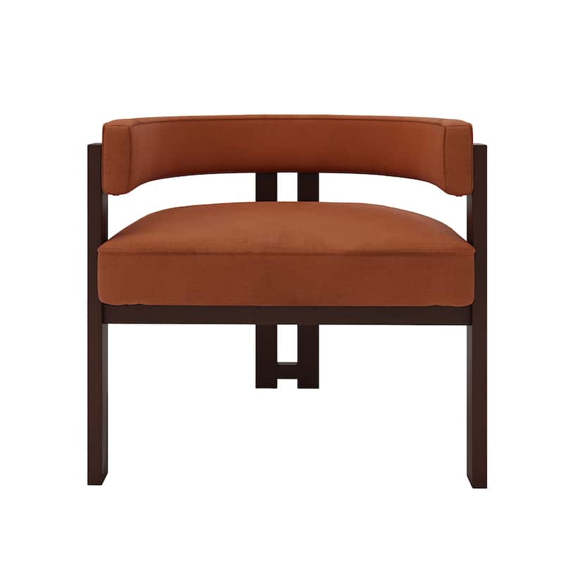 Modern Accent Chenille Upholstered Armchair with Open Back 3 Legs Barrel Dining Chair Comfy Side Chair-Beige