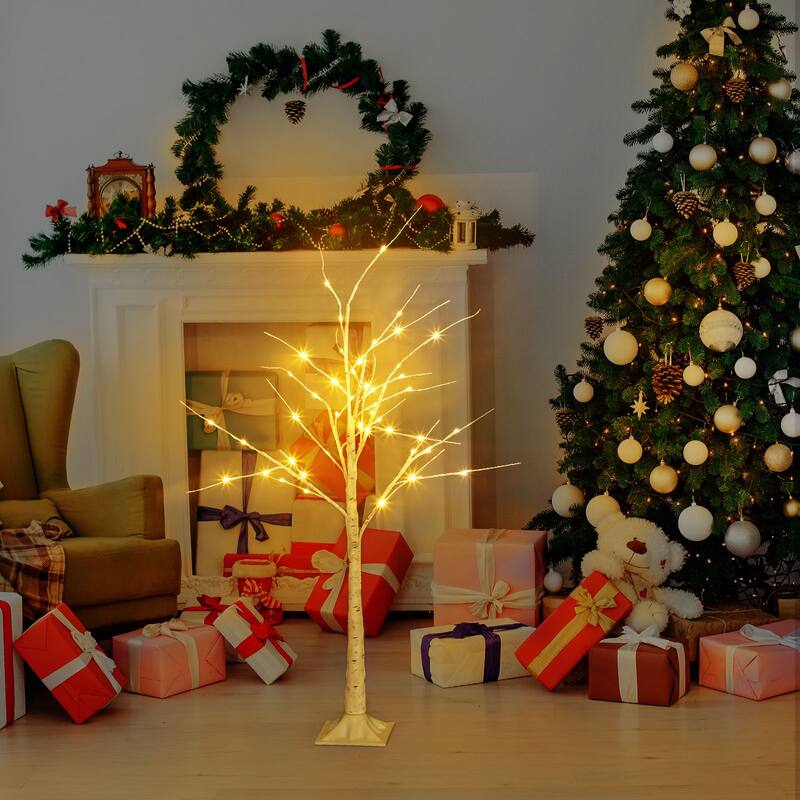 LED Lighted Birch Tree with Fairy Lights for Decoration Inside Outside