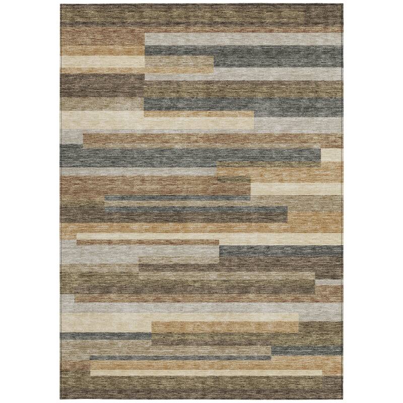 HomeRoots Striped Transitional Rectangle Outdoor Rug
