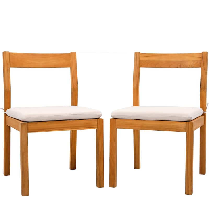 SAFAVIEH Couture Mayaguana Brazilian Teak Dining Chair (Set of 2) - 20"W x 22"D x 33"H