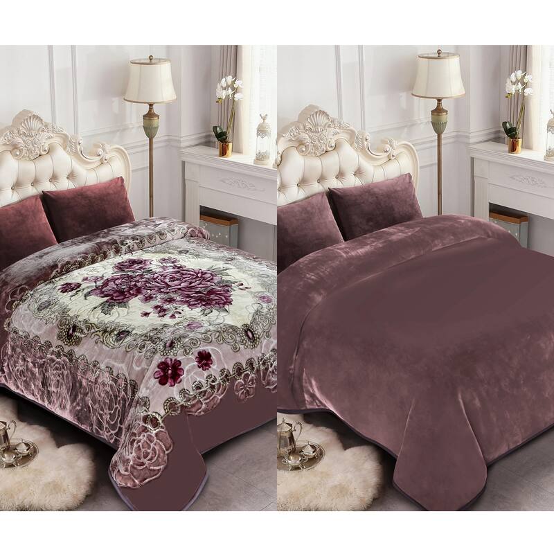 Luxury Heavy Thick Plush Blanket 2 Ply A&B Disign For Winter 79"x91" 9 lbs