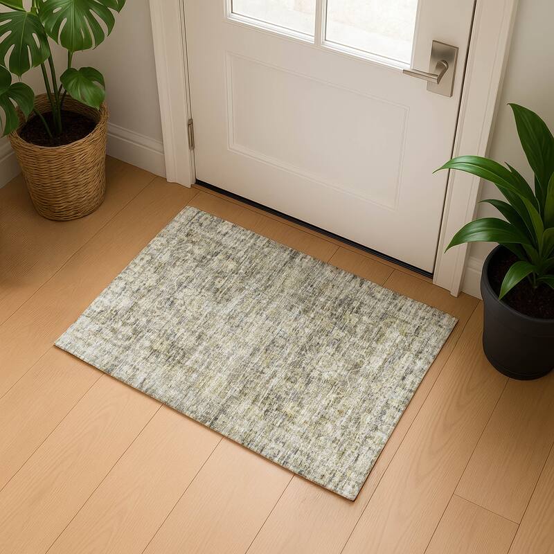 Premium Washable Super Soft Vintage Traditional Mayfield Rug - Pewter - 1'8" x 2'6"