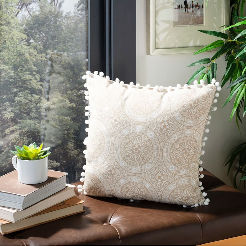 SAFAVIEH Telma Boho Decorative Accent Throw Pillow - Taupe/Beige - 16Wx16L