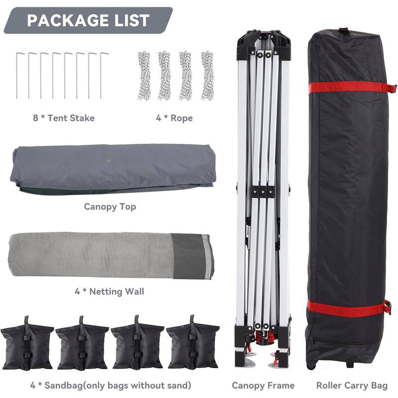 Waterproof 10X10 Ft Instant Pop-Up Gazebo, All-Weather Canopy Tent for Patio, Garden, Backyard, Party - N/A