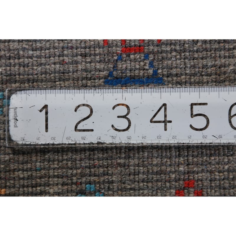 Hand Knotted Oriental 100% Wool Carpet Tribal Tribal Greys & Charcoal Gabbeh Area Rug - 12' 5'' X 9' 3''