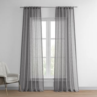Exclusive Fabrics Solid Faux Linen Sheer Curtain