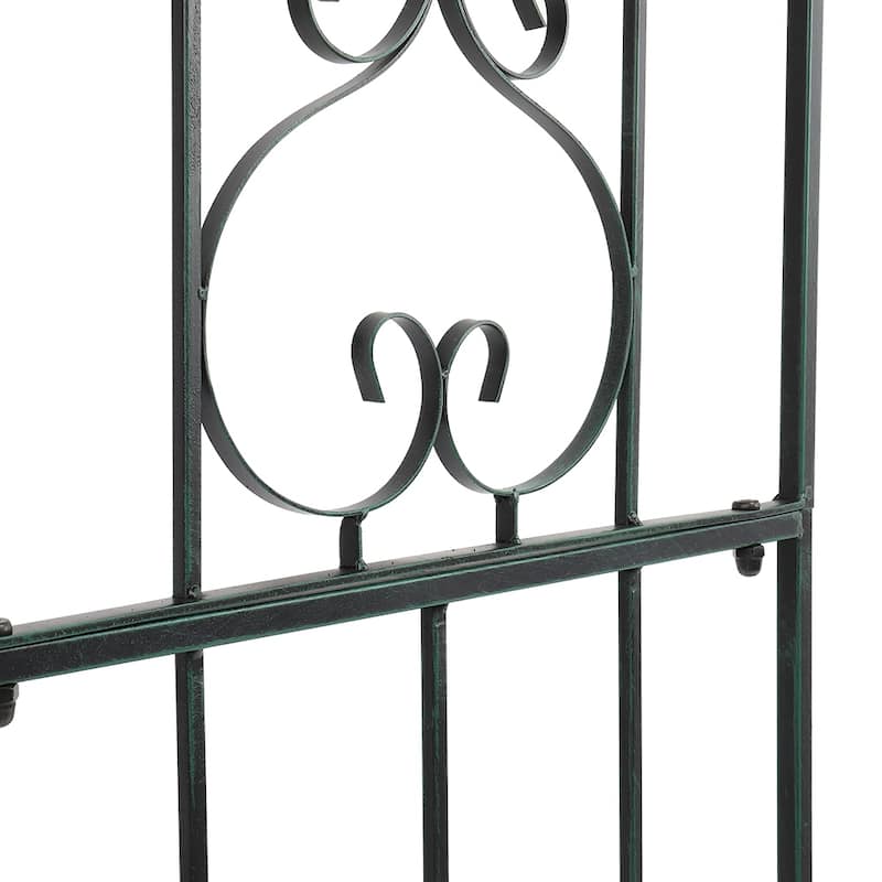 Dark Green Wrought Iron Garden Arch for Climbing Plants Vines or Roses - 46.65” x 22.05” x 87.2" (L x W x H)