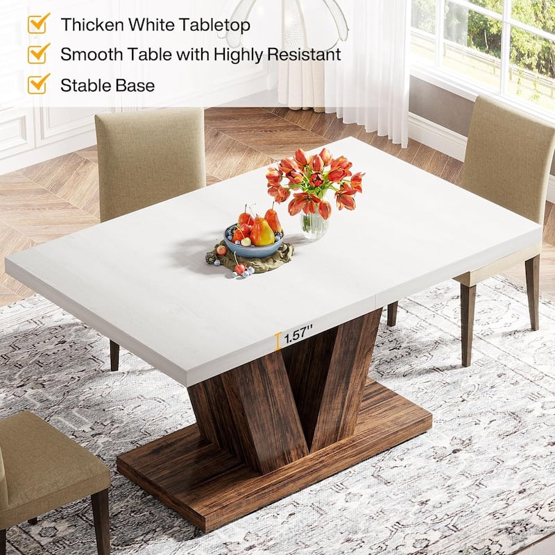 47” Farmhouse Small Rectangle Dining Table for Kitchen Dining Room