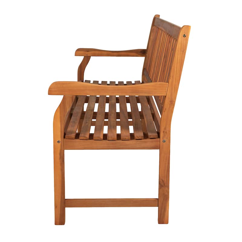 Blane 59.1" 3-Seat Slat-Back 600-Lbs Support Acacia Wood Outdoor Garden Patio Bench, by JONATHAN Y
