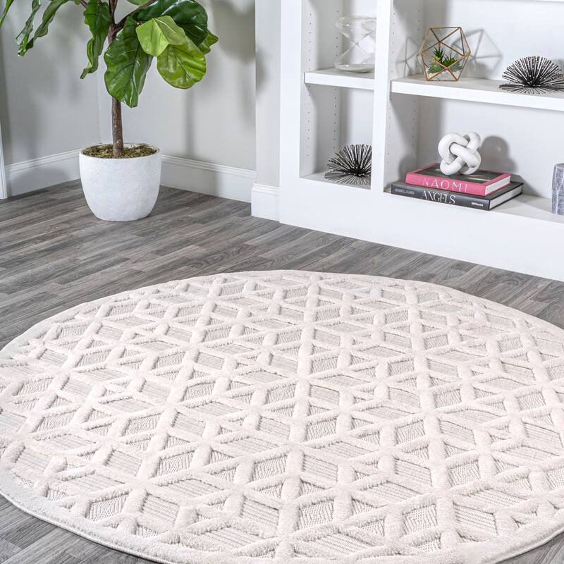 JONATHAN Y Peralta Neutral Geometric Indoor/Outdoor Area Rug