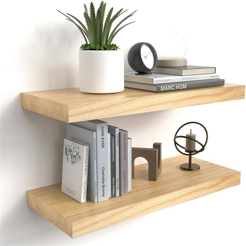 Wooden Wall Shelf for Rustic Decor - 6.7"D x17"W x 1.6"H