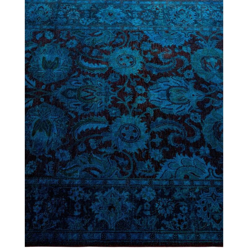 Overton Hand Knotted Wool Vintage Inspired Modern Contemporary Overdyed Blue Area Rug - 3' 1" x 5' 0"