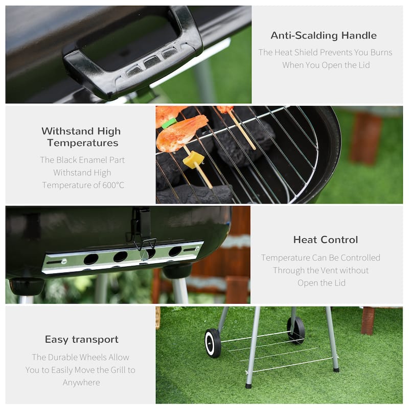 Outsunny Steel Portable Outdoor Charcoal Barbecue Grill