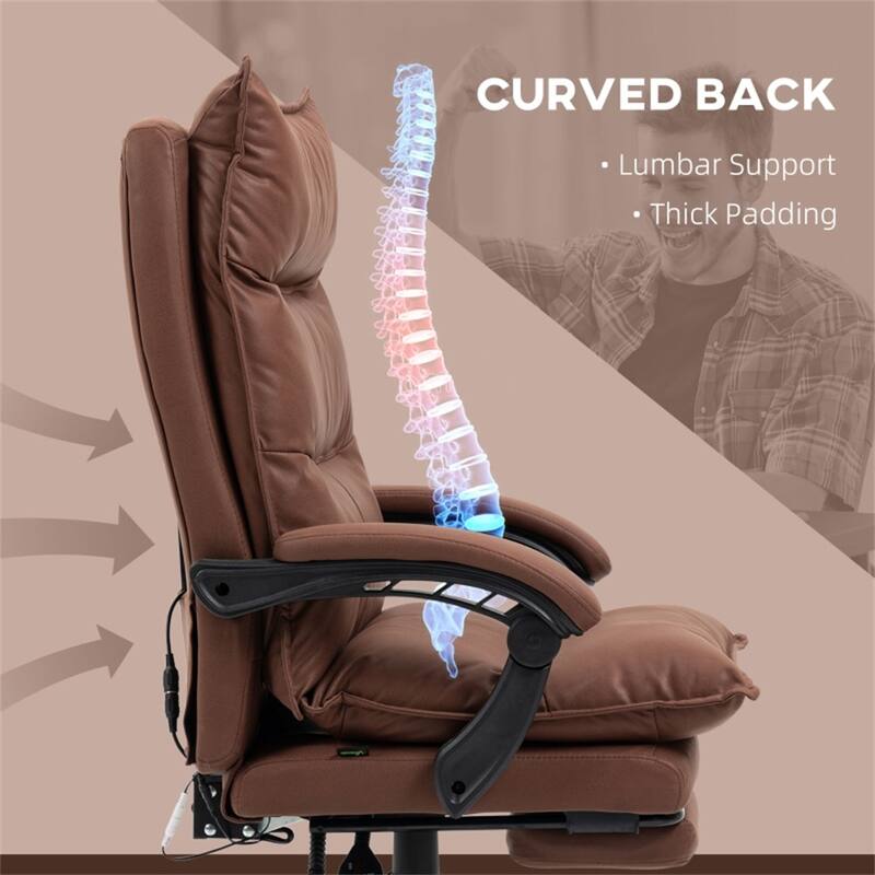 Massage Office Chair with Heating and Vibration Reclining Ergonomic Swivel - 26" W x 29.25" D x 45" -47.75" H
