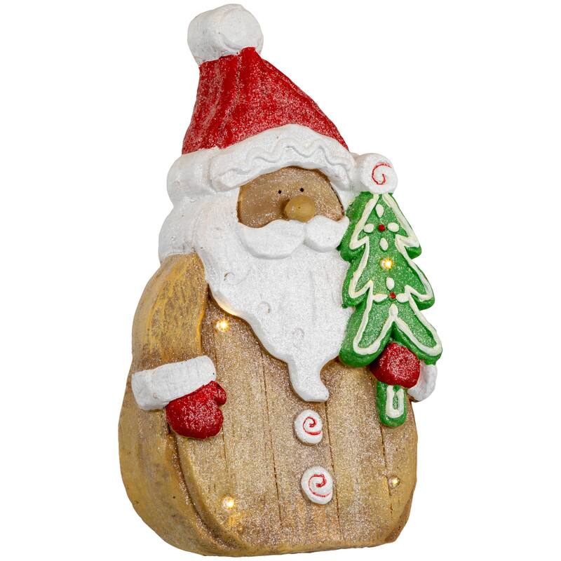 LED Lighted Gingerbread Santa Claus Glittered Christmas Figure - 15.5"