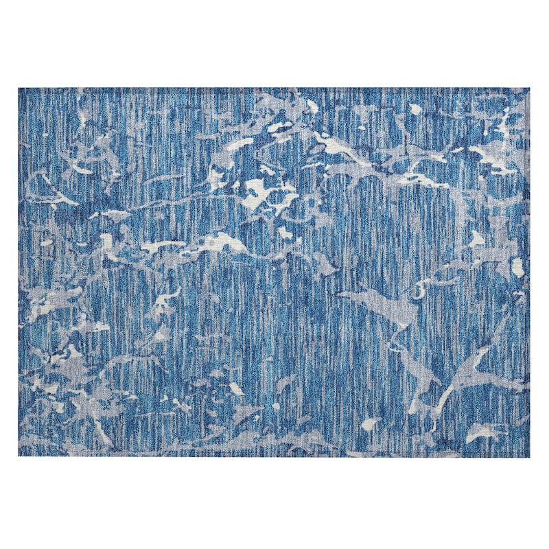 Machine Washable Indoor/ Outdoor Abstract Camo Chantille Rug