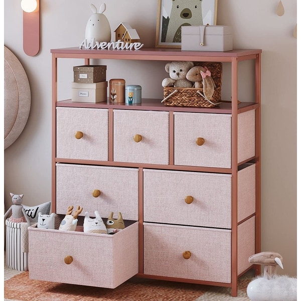 strapless open back dress Wood Dresser with Pink Shade Drawers