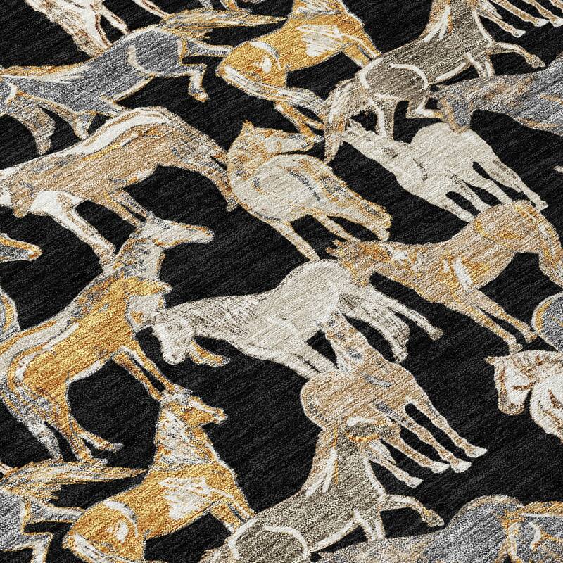 Machine Washable Indoor/ Outdoor Horse Herd Chantille Rug