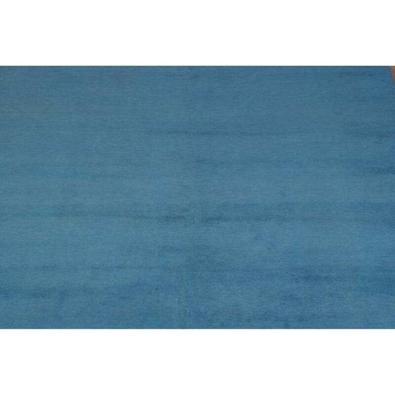 Hand Knotted Oriental 100% Wool Carpet Modern Solid Navy Blue & Blues Gabbeh Area Rug - 10' 1'' X 7' 2''
