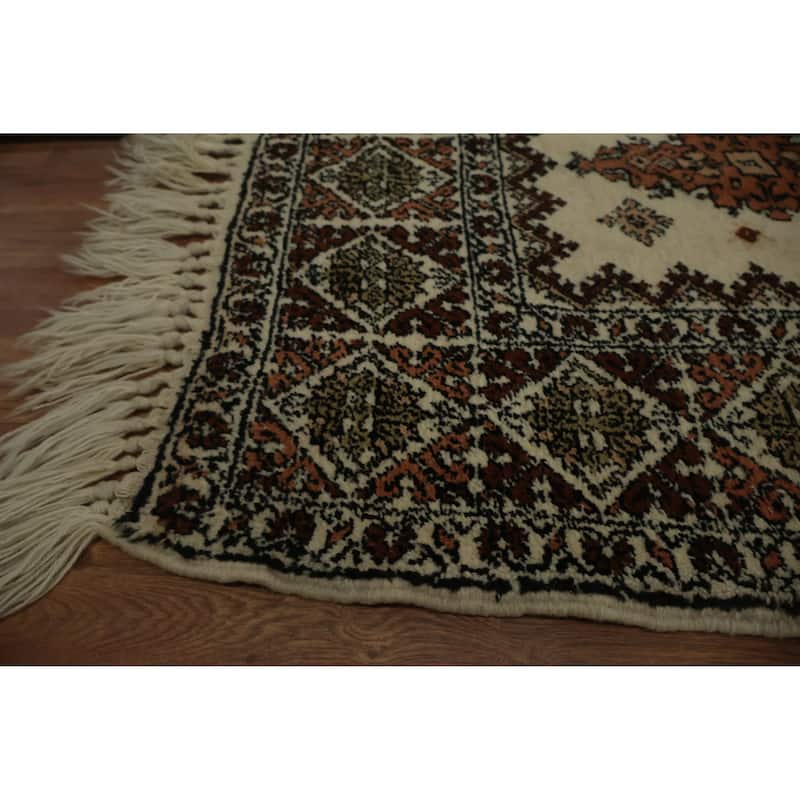 Hand Knotted Oriental 100% Wool Carpet Modern Floral Beige & Ivories Moroccan Area Rug - 10' 1'' X 7' 1''