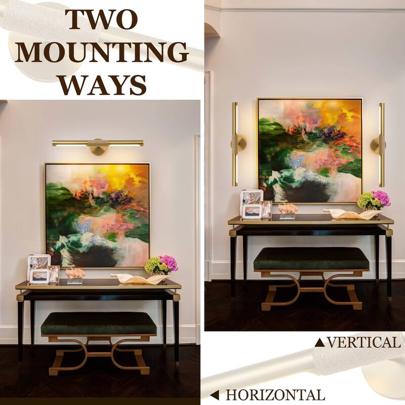24" Mid-Century Modern Dimmable LED Bathroom Vanity Light Picture Light Art Lights for Wall - Gold