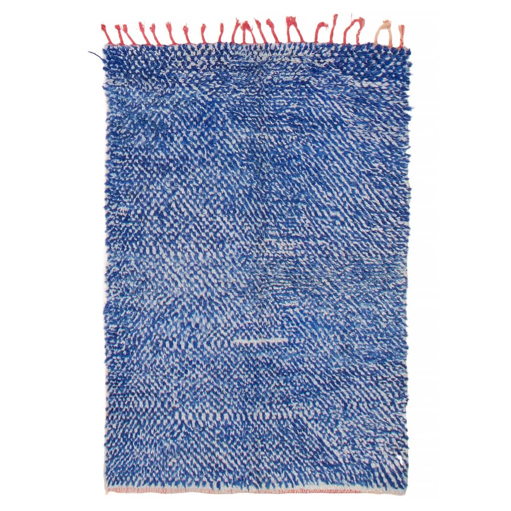 ECARPETGALLERY Hand-knotted Beni Ourain Blue Wool Rug - 3'8 x 5'7