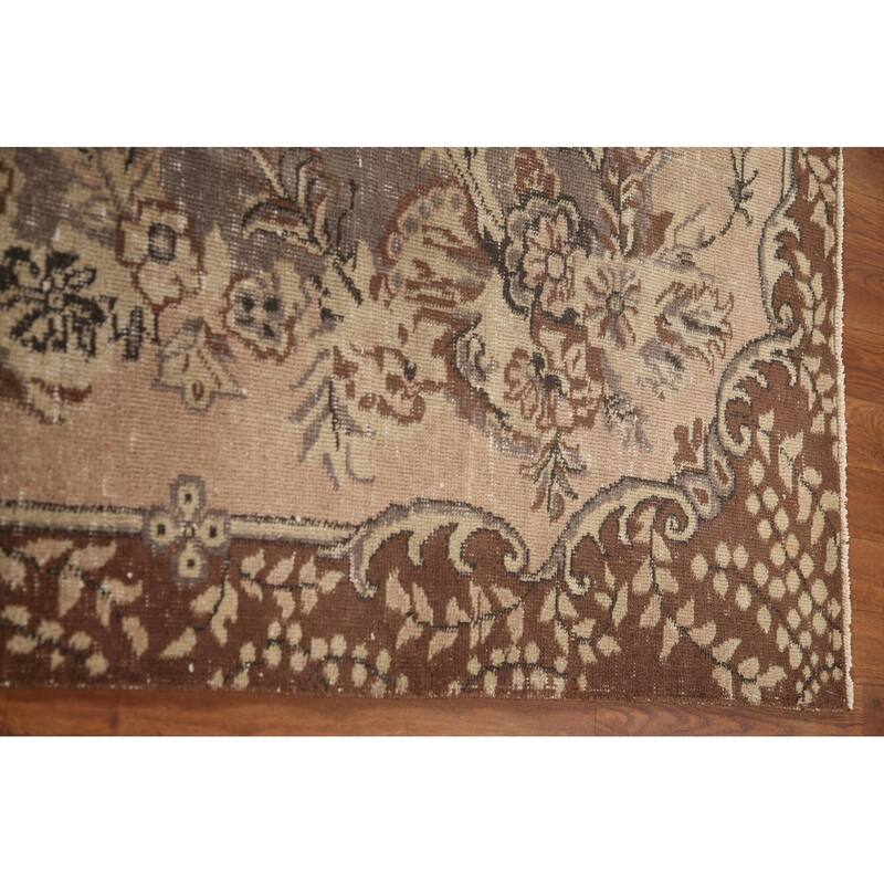 Distressed Sparta Turkish Vintage Area Rug Handmade Wool Carpet - 6'2"x 9'5"
