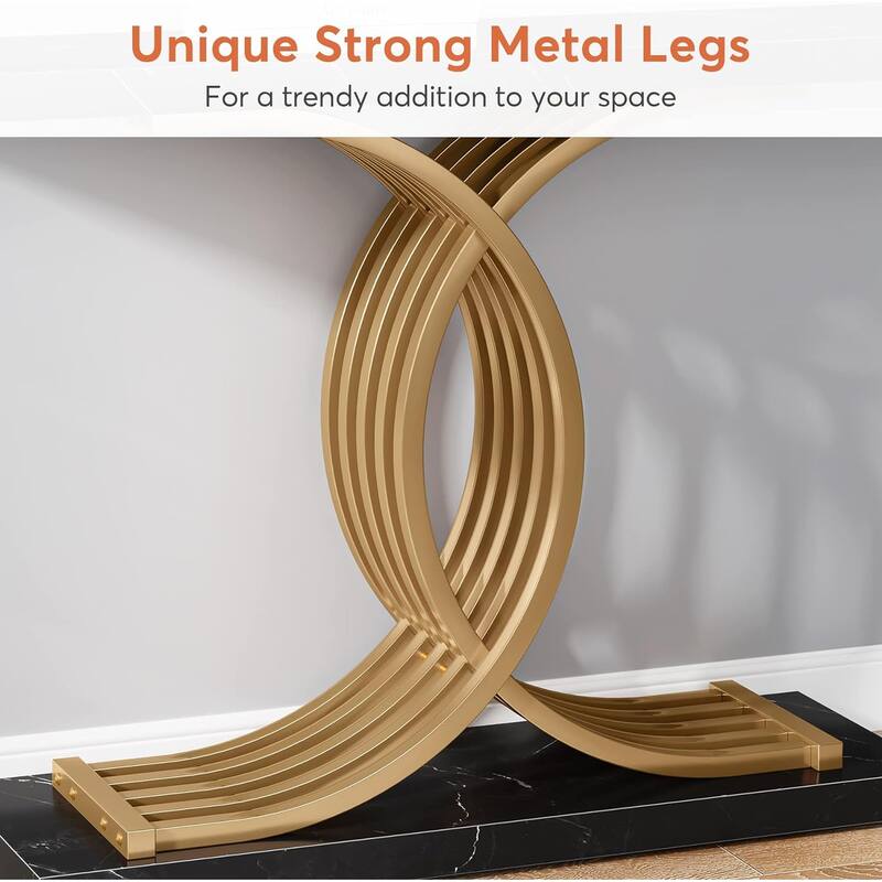 Gold Entryway Table Modern 39-Inch Console Table Accent Table