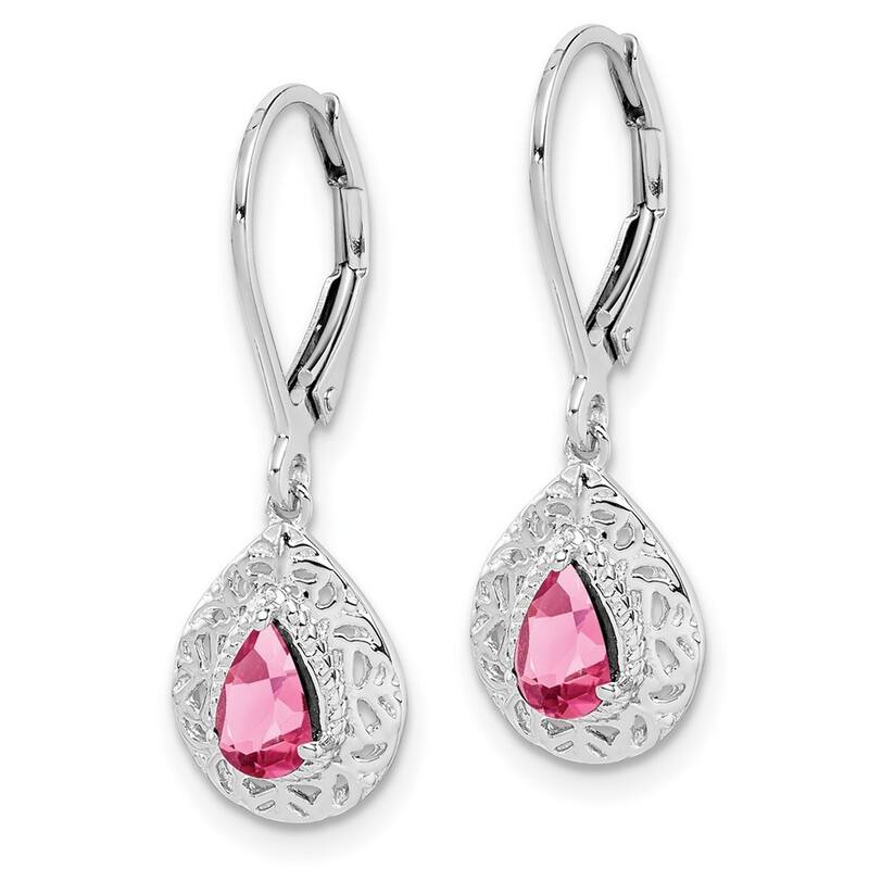 Curata 925 Sterling Silver Dangle Tourmaline Lever Back Earrings 28x9mm