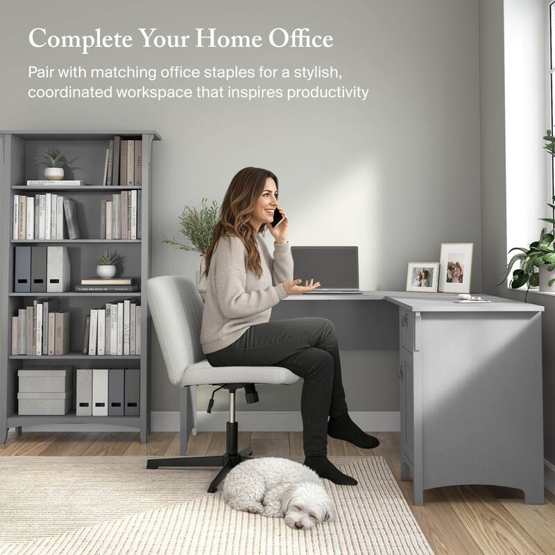 Bush Furniture Salinas 60W L Shaped Desk with Drawers and Storage