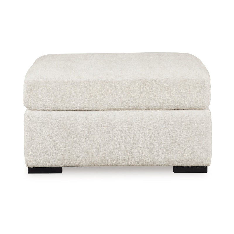 Akon Oversized Ottoman, Modern Plush Ivory Polyester 39 Inch Square
