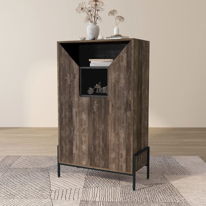 DH BASIC Urban Reclaimed Oak 15-Pair Shoe Cabinet by Denhour