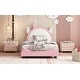 preview thumbnail 3 of 18, Cute Twin Size Upholstered Bed with Unicorn Shape Headboard, Platform Bed with Headboard and Footboard