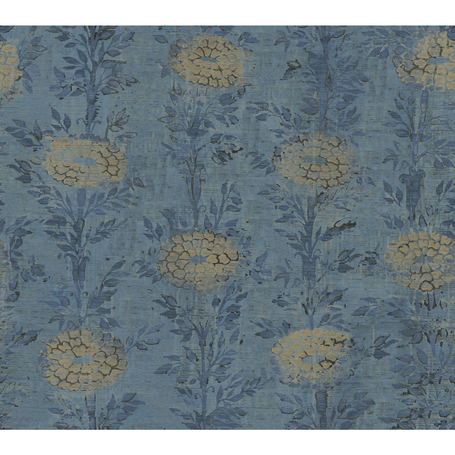 Ronald Redding French Marigold Blue & Gold Wallpaper