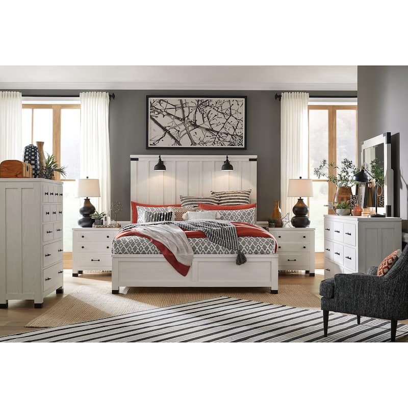 Magnussen Home Harper Springs Silo White Drawer Dresser with Landscape Mirror