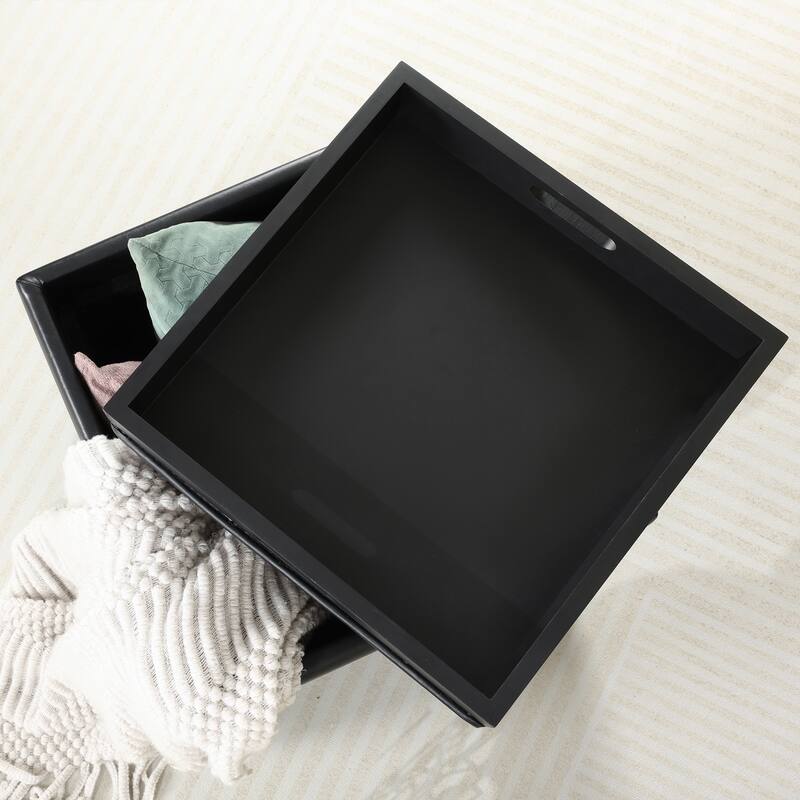 Adeco Storage Ottoman With Tray