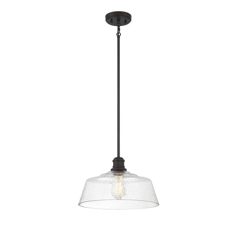 Bellevue SH7023 15" Wide Pendant with Hammered Glass Shade