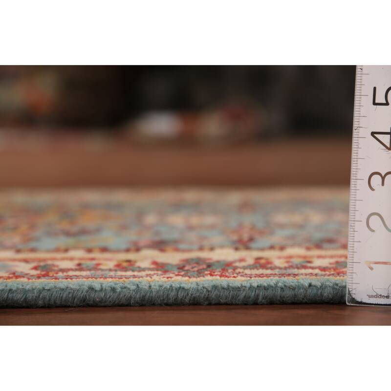 Light Blue Heriz Serapi Indian Runner Rug Hand-Knotted Wool Carpet - 2'5"x 8'0"